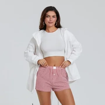 Trendy Women's Y2K Plaid Lounge Shorts Comfortable Fit