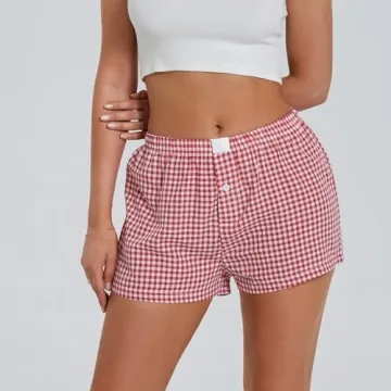 Trendy Women's Y2K Plaid Lounge Shorts Comfortable Fit
