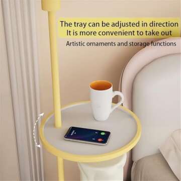 Flower Side Table, Creative End Table, Bedside Table with Adjustable Light, Funky Resin Coffee Table for Living Room, Bedroom, Patio(Pink)