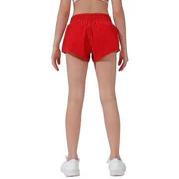 Aurefin Girls Lightweight Athletic Shorts with Built-in Liner