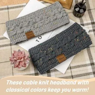 YSense Womens Ear Warmer Headband Cable Knit Winter Headbands Fleece Lined Ear Warmers Stocking Stuffers Gifts for Women