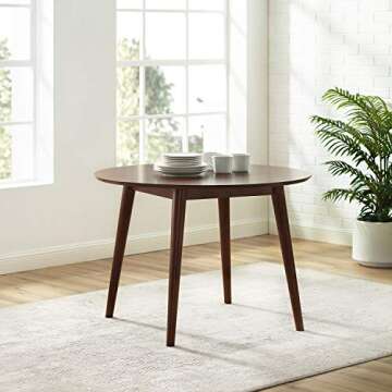 Crosley Furniture Landon Mid-Century Modern Round Wood Dining Table, Mahogany