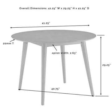 Crosley Furniture Landon Mid-Century Modern Round Wood Dining Table, Mahogany