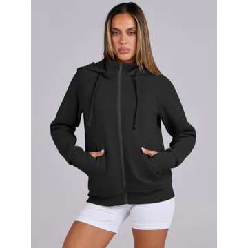 ANRABESS Womens Zip Up Hoodies Fleece Jackets Long Sleeve Sweatshirts Pockets Casual Fall Fashion Pr...