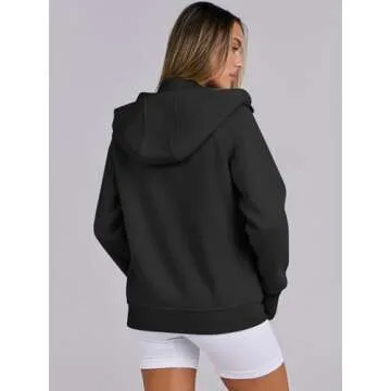 ANRABESS Womens Zip Up Hoodies Fleece Jackets Long Sleeve Sweatshirts Pockets Casual Fall Fashion Preppy Outfits Y2k Clothes Black Medium