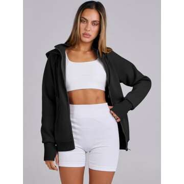 ANRABESS Womens Zip Up Hoodies Fleece Jackets Long Sleeve Sweatshirts Pockets Casual Fall Fashion Preppy Outfits Y2k Clothes Black Medium