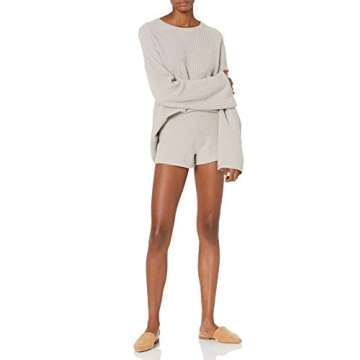 The Drop Women's Alice Crewneck Back Slit Ribbed Pullover Sweater, Porpoise, L