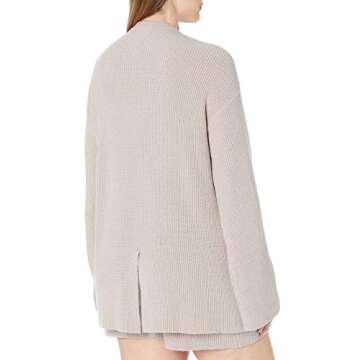 The Drop Women's Alice Crewneck Back Slit Ribbed Pullover Sweater, Porpoise, L
