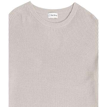 The Drop Women's Alice Crewneck Back Slit Ribbed Pullover Sweater, Porpoise, L