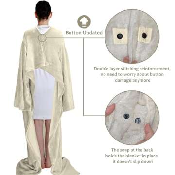 Solaris Wearable Blanket with Sleeves for Adults, Softness Comfort Warmth Fleece Gift for Women Men, Snuggy Body Throw TV Blanket for Home Office Lounge, Gift for Your Lover