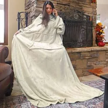 Solaris Wearable Blanket with Sleeves for Adults, Softness Comfort Warmth Fleece Gift for Women Men, Snuggy Body Throw TV Blanket for Home Office Lounge, Gift for Your Lover