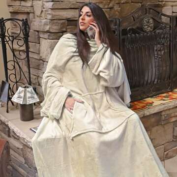 Solaris Wearable Blanket with Sleeves for Adults, Softness Comfort Warmth Fleece Gift for Women Men, Snuggy Body Throw TV Blanket for Home Office Lounge, Gift for Your Lover