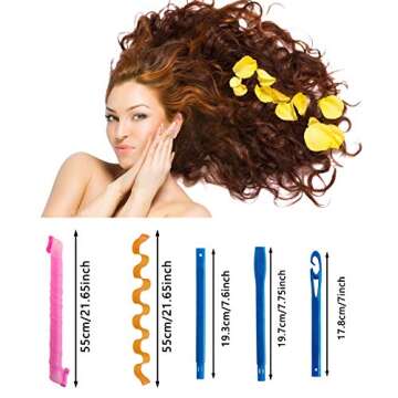 64Pcs Hair Curlers Spiral Curls No Heat Styling Kit for Beautiful Waves