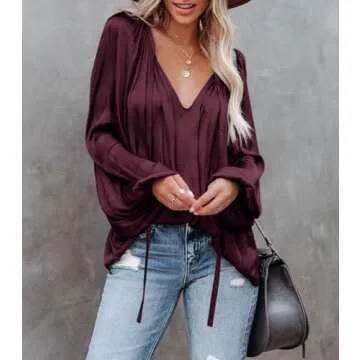 LAMISSCHE Stylish Deep V Neck Blouse for Women