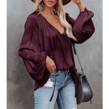 LAMISSCHE Stylish Deep V Neck Blouse for Women