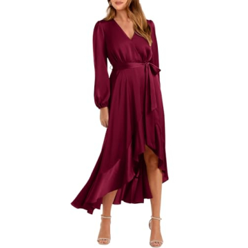 Elegant PRETTYGARDEN Wrap V Neck Maxi Dress for Women