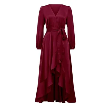 Elegant PRETTYGARDEN Wrap V Neck Maxi Dress for Women