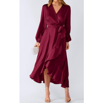 Elegant PRETTYGARDEN Wrap V Neck Maxi Dress for Women