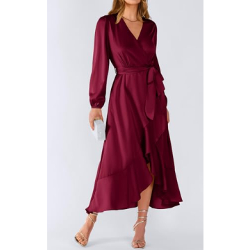 Elegant PRETTYGARDEN Wrap V Neck Maxi Dress for Women