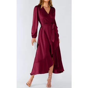 Elegant PRETTYGARDEN Wrap V Neck Maxi Dress for Women