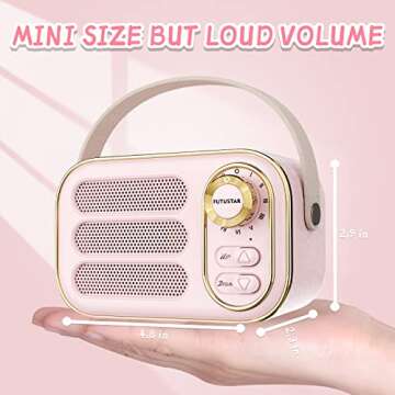 Aresrora Vintage Bluetooth Speaker - Retro Pink Decor, Wireless Sound for Home & Gift