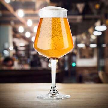 Nucleated Teku 3.0 Stemmed Beer Glass by Rastal - Nucleation Pint Glasses for Better Head Retention, Aroma and Flavor - 14.2 oz Craft Beer Glass for Enhanced Beer Drinking Bliss- Gift Idea for Men