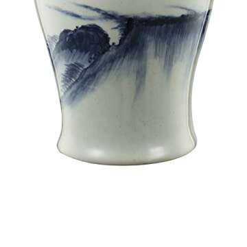 Benzara BM180954 Ceramic Windswept Ginger Jar White & Blue
