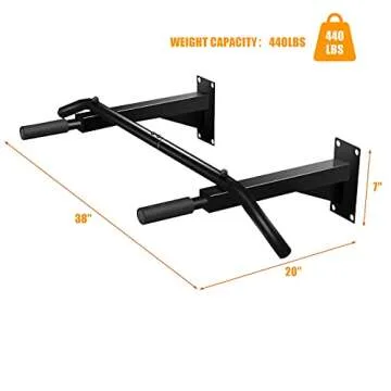 Goplus Pull up Bar Chin up Station Wall Mounted Home Gym Exercise Workout Equipment (Single Piece)