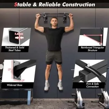 Goplus Pull up Bar Chin up Station Wall Mounted Home Gym Exercise Workout Equipment (Single Piece)