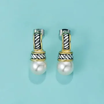 Elegant Two Tone Twisted Wire Earrings for Women