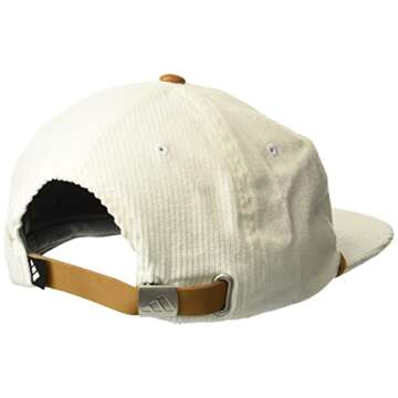 adidas Golf Corduroy Leather Rope 5 Panel Hat, White, OSFM