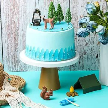 Yookeer 11 Pcs Camping Cake Topper Fireside Camp Decor Set Fireside Camp Christmas Cake Topper Camping Themed Cake Topper Cake Decoration for Forest Theme Birthday Party Supplies(Fresh Style)