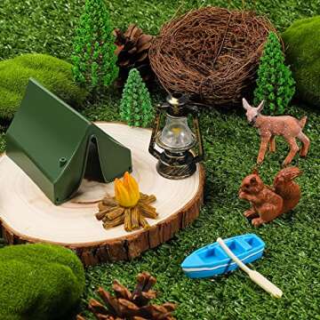 Yookeer 11 Pcs Camping Cake Topper Fireside Camp Decor Set Fireside Camp Christmas Cake Topper Camping Themed Cake Topper Cake Decoration for Forest Theme Birthday Party Supplies(Fresh Style)