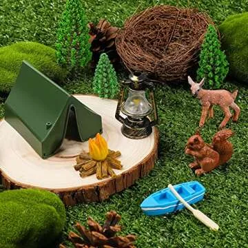 Yookeer 11 Pcs Camping Cake Topper Fireside Camp Decor Set Fireside Camp Christmas Cake Topper Camping Themed Cake Topper Cake Decoration for Forest Theme Birthday Party Supplies(Fresh Style)