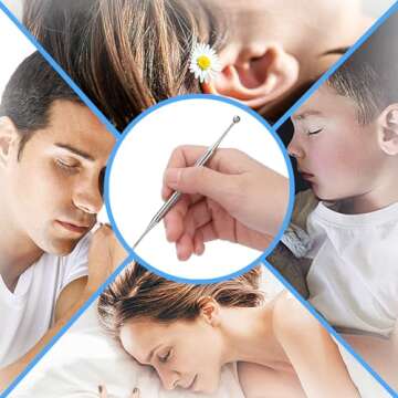 Agatige Dual Head Facial Reflexology Tools, Stainless Steel Portable Ear Acupuncture Body Point Probe Massage Tool (12cm)