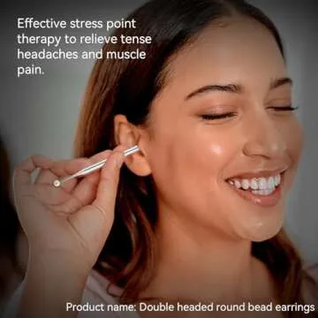 Agatige Dual Head Facial Reflexology Tools, Stainless Steel Portable Ear Acupuncture Body Point Probe Massage Tool (12cm)