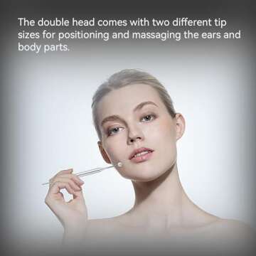 Agatige Dual Head Facial Reflexology Tools, Stainless Steel Portable Ear Acupuncture Body Point Probe Massage Tool (12cm)