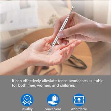 Agatige Dual Head Facial Reflexology Tools, Stainless Steel Portable Ear Acupuncture Body Point Probe Massage Tool (12cm)