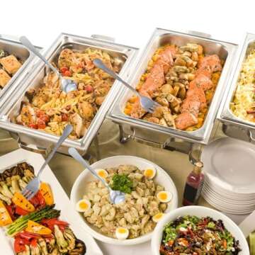 Cornucopia Brands Serving Spoons & Large Serving Forks Set (4 pack, 2 of each); Buffet & Banquet Style Elegant Classic Serving Utensils