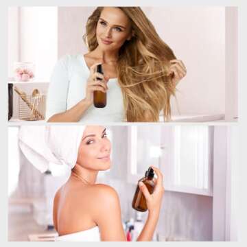 Loretoy Glass Spray Bottle Kit×10 (2×16oz, 2×4oz, 6×2oz), 9×10ml Roller Bottles, Anti UV, Multi Size and Versatile, Suitable for Aromatherapy, Facial Moisturizing, Watering, etc.(Amber)