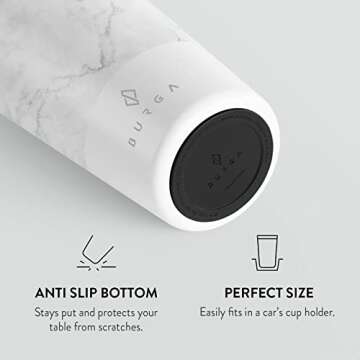 BURGA Travel Coffee Mug (16oz) – Spill-Proof, Secure-Seal Insulated Coffee Mug – Scratch-Resistant, Stainless Steel Travel Mug Stays Hot or Cold – Anti-Slip Coffee Tumbler – White Marble Travel Mug