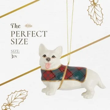 Spode Christmas Tree Tartan Corgi Ornament - Christmas Tree Decorations with Tartan Plaid, Festive Holiday Ornaments for Christmas Trees, Mantels, Home Displays - Collectible Holiday Decor