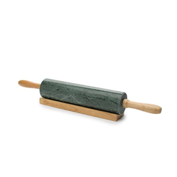 Elegant Fox Run Marble Rolling Pin with Base for Baking