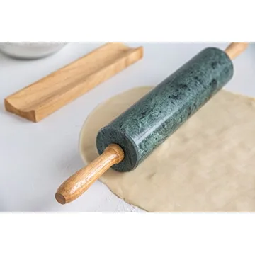 Elegant Fox Run Marble Rolling Pin with Base for Baking