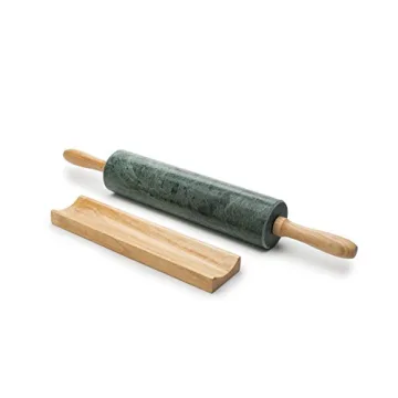 Elegant Fox Run Marble Rolling Pin with Base for Baking