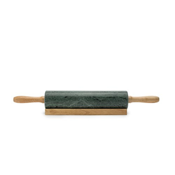Elegant Fox Run Marble Rolling Pin with Base for Baking