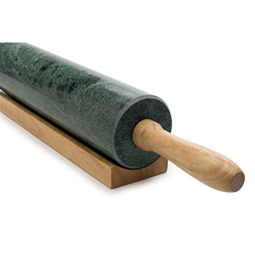 Elegant Fox Run Marble Rolling Pin with Base for Baking