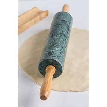 Elegant Fox Run Marble Rolling Pin with Base for Baking