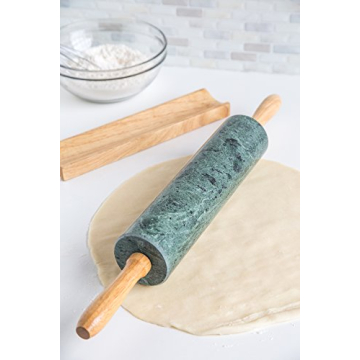 Elegant Fox Run Marble Rolling Pin with Base for Baking