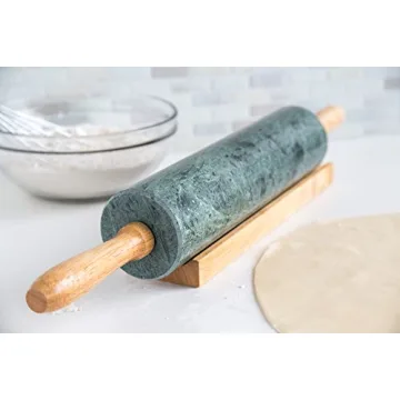 Elegant Fox Run Marble Rolling Pin with Base for Baking